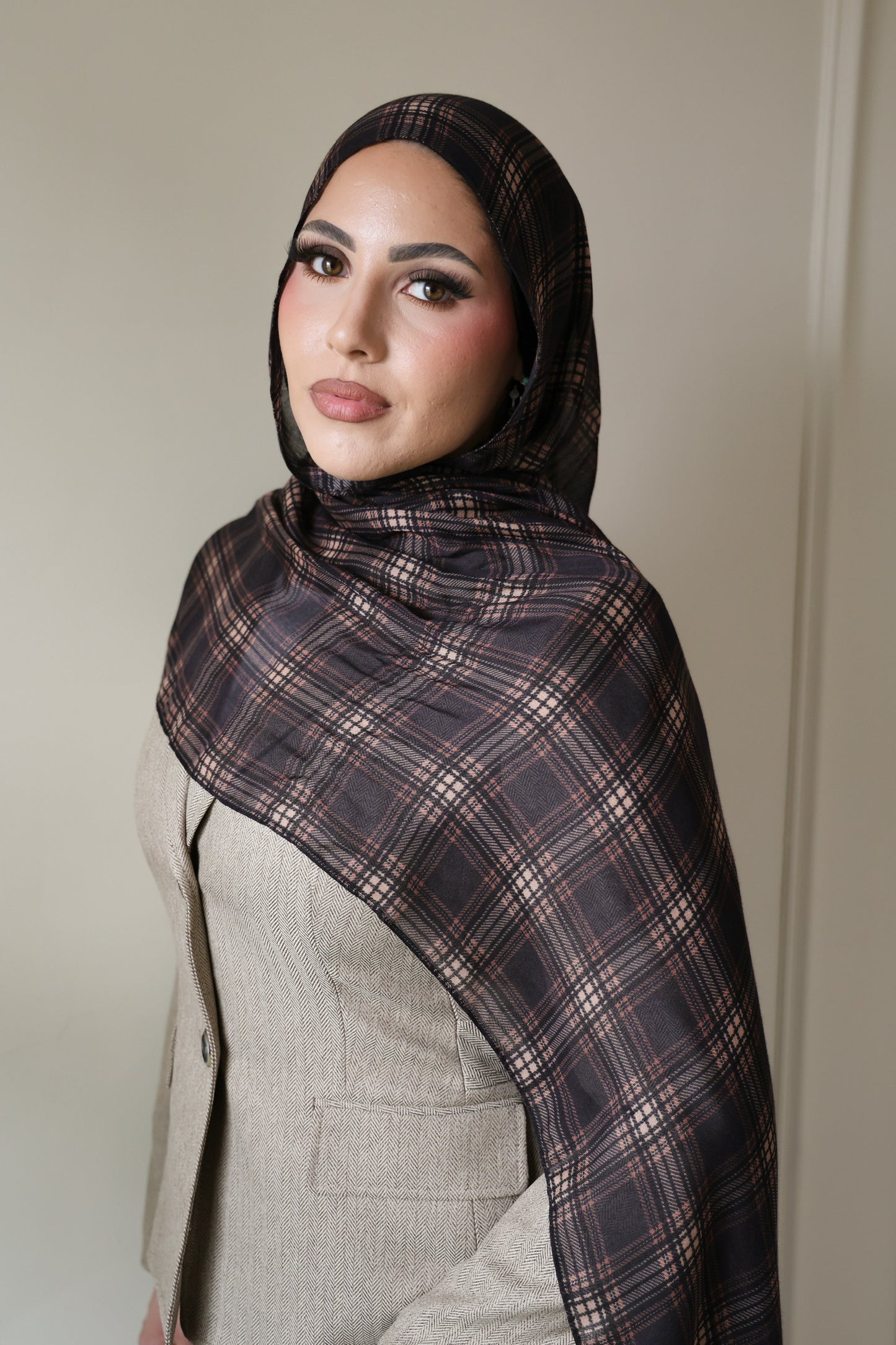 PRE-ORDER Chestnut Plaid Modal Hijab