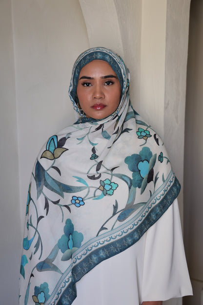 Teal Blooms Modal Hijab