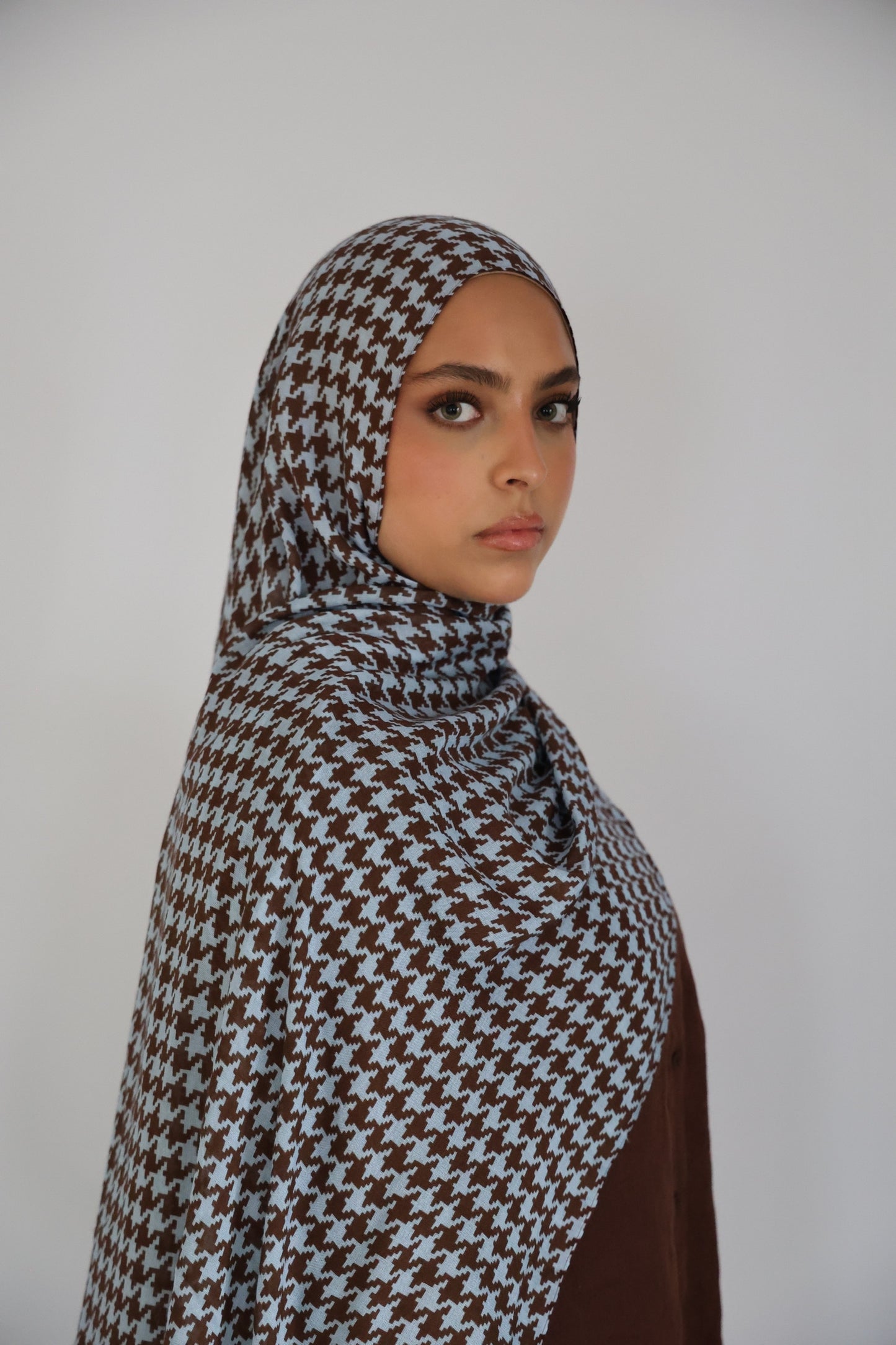 Brownstone Houndstooth Modal Hijab