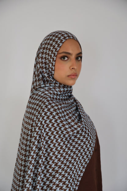 Brownstone Houndstooth Modal Hijab