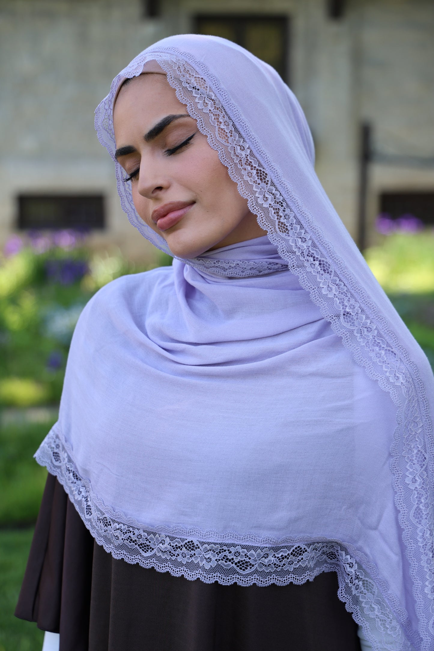 Taro Tea Lace Modal Hijab