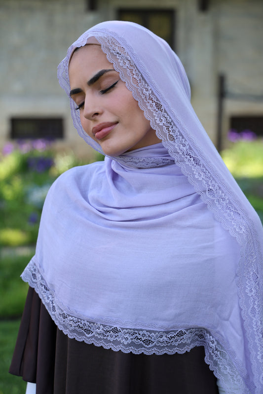 Taro Tea Lace Modal Hijab