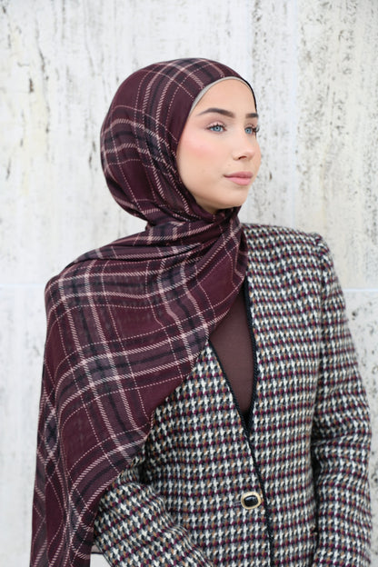 Mulberry Plaid Modal Hijab