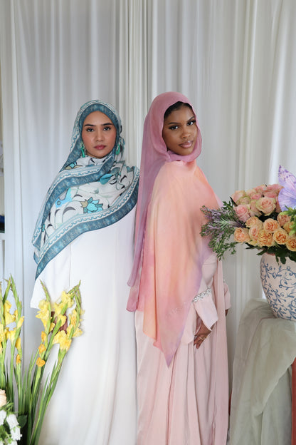 Teal Blooms Modal Hijab