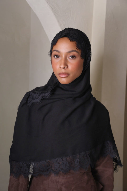 Licorice Lace Modal Hijab