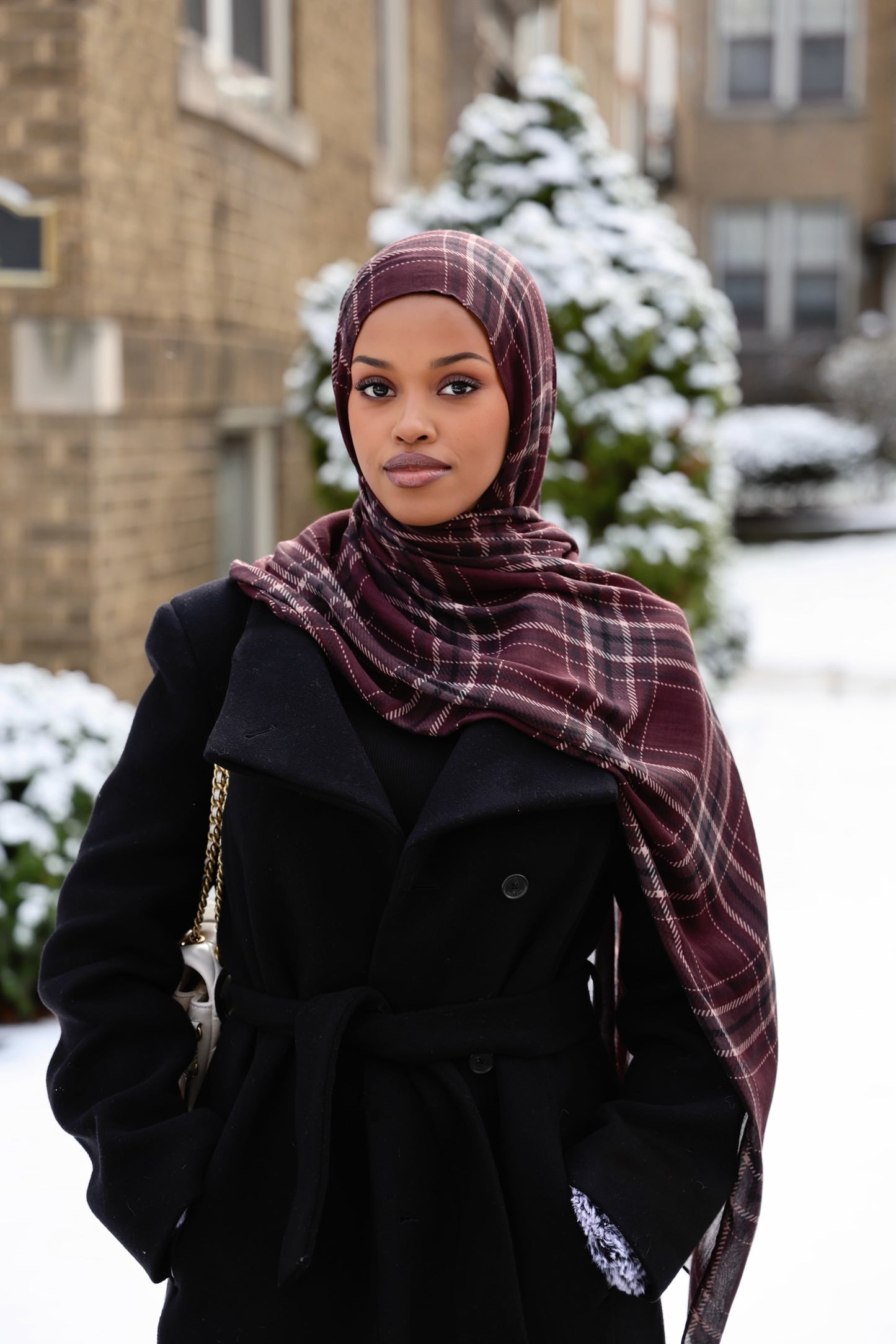 Mulberry Plaid Modal Hijab