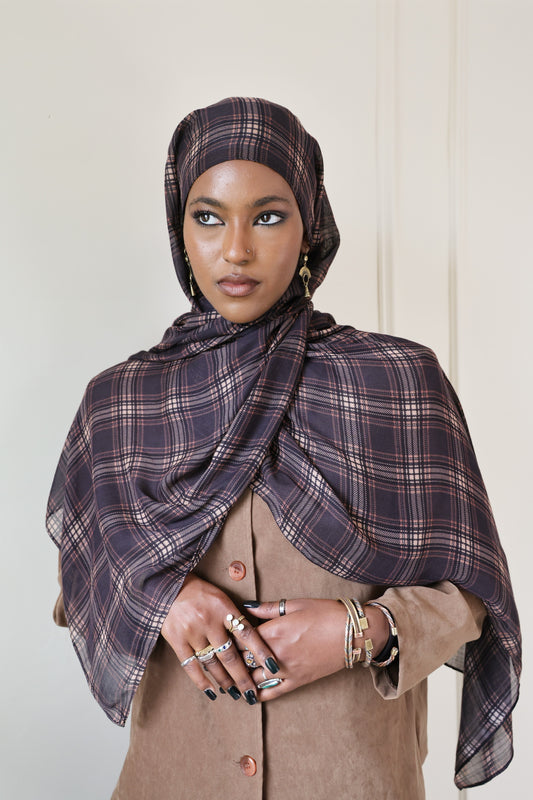 PRE-ORDER Chestnut Plaid Modal Hijab