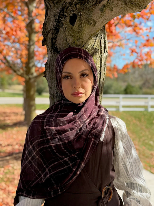 Mulberry Plaid Modal Hijab