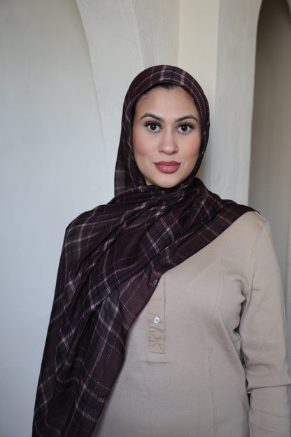Mulberry Plaid Modal Hijab