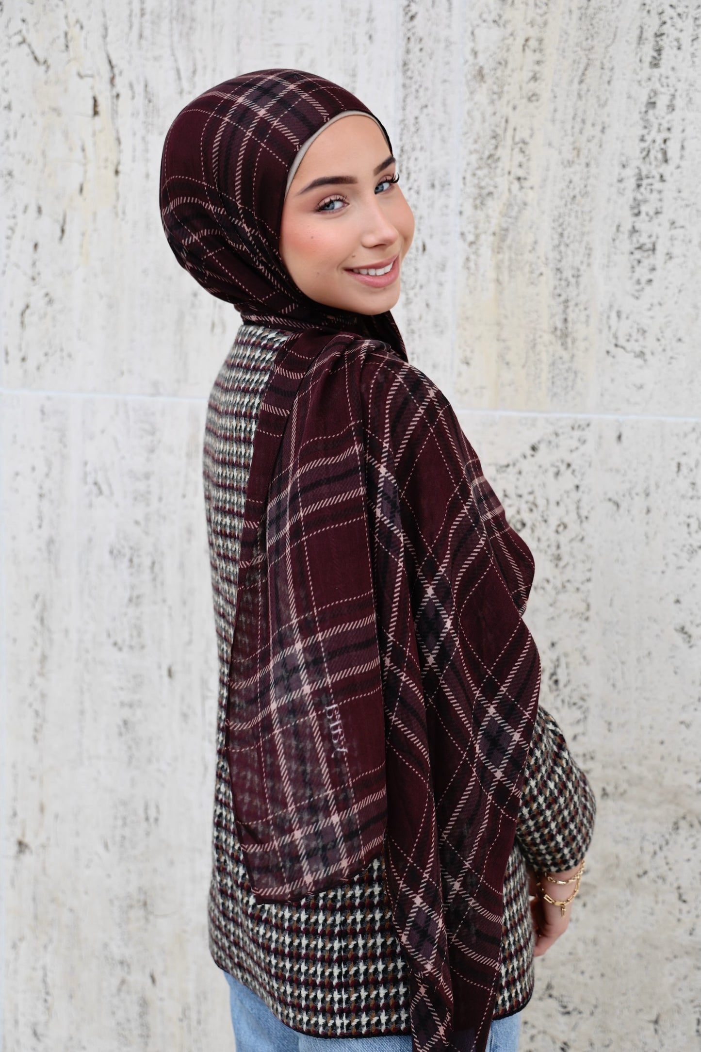Mulberry Plaid Modal Hijab