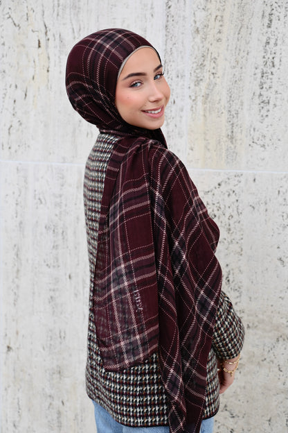 Mulberry Plaid Modal Hijab