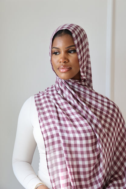 Very Berry Gingham Modal Hijab