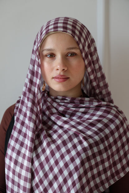 Very Berry Gingham Modal Hijab