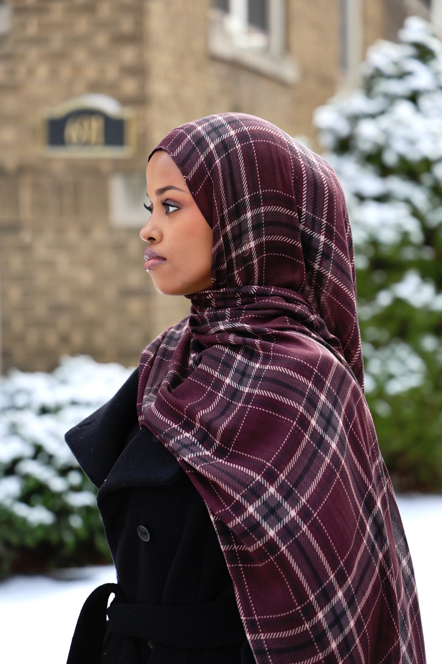 Mulberry Plaid Modal Hijab