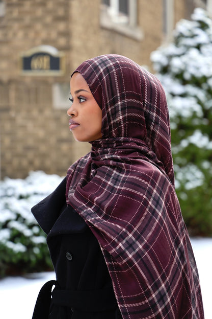 Mulberry Plaid Modal Hijab