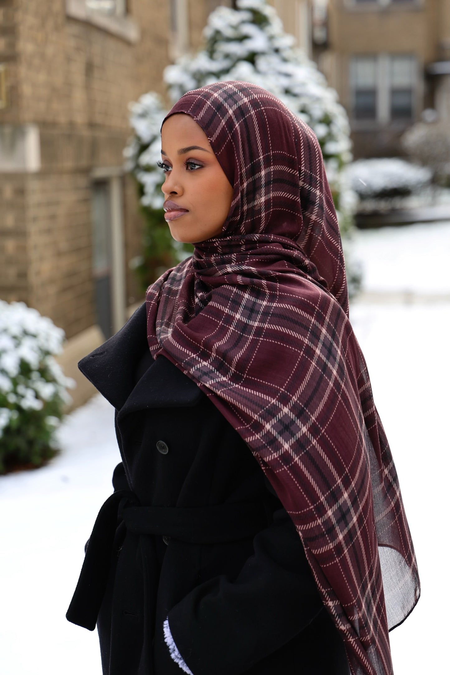 Mulberry Plaid Modal Hijab