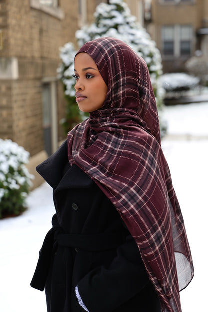 Mulberry Plaid Modal Hijab