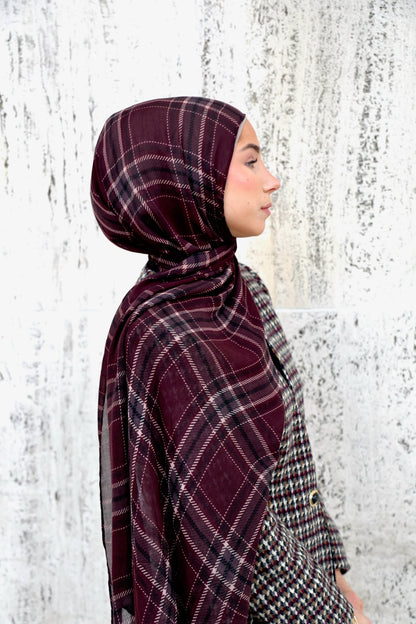 Mulberry Plaid Modal Hijab