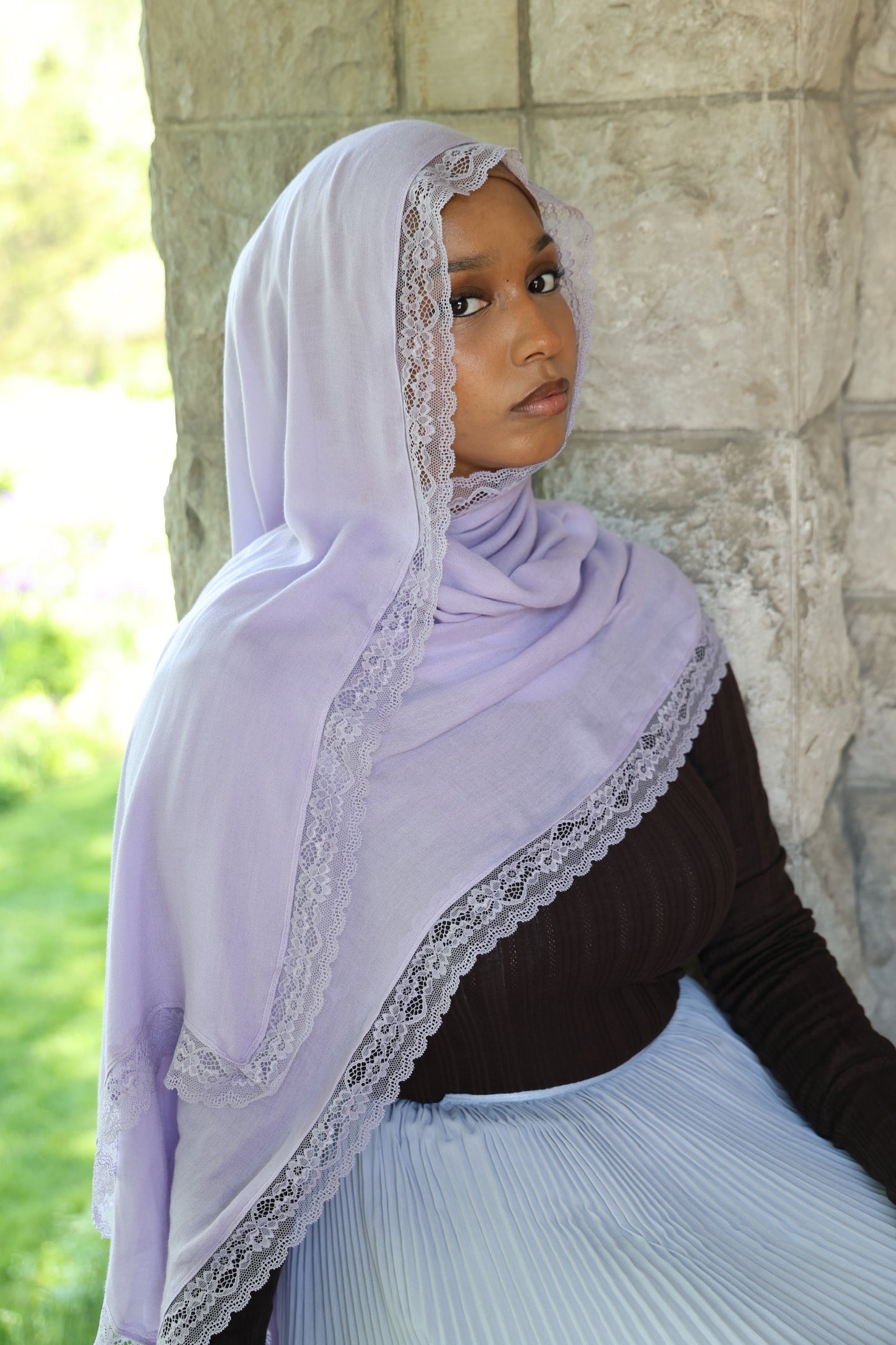 Taro Tea Lace Modal Hijab