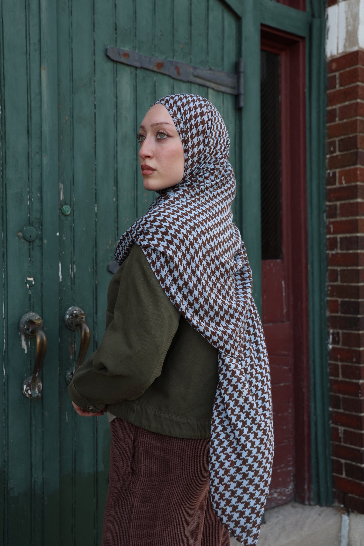 Brownstone Houndstooth Modal Hijab