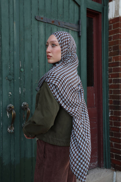 Brownstone Houndstooth Modal Hijab