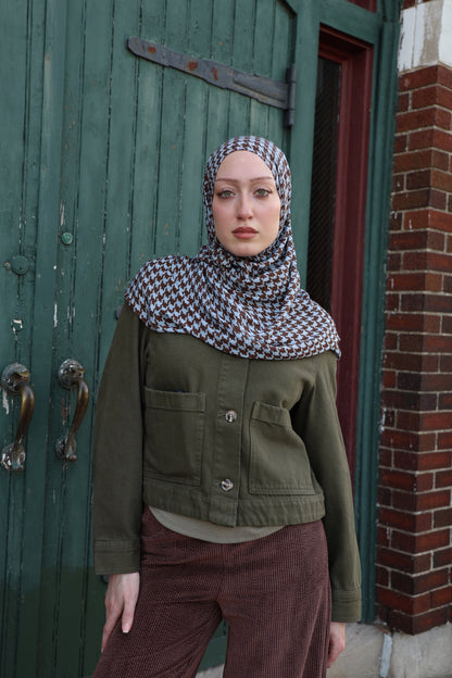Brownstone Houndstooth Modal Hijab