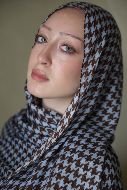 Brownstone Houndstooth Modal Hijab