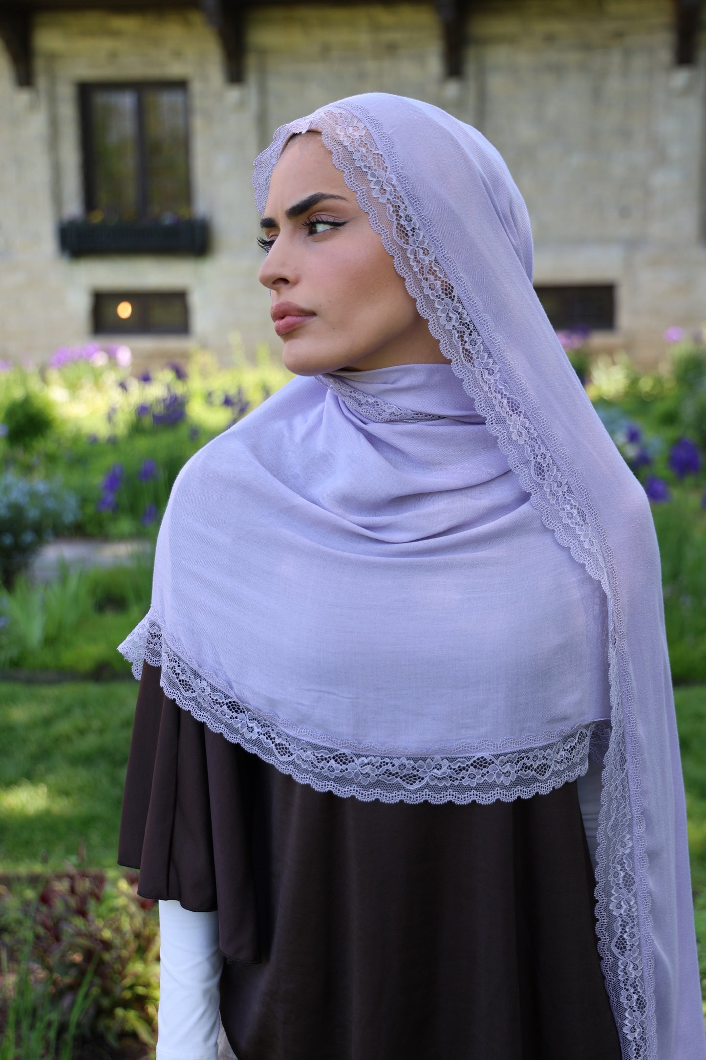 Taro Tea Lace Modal Hijab