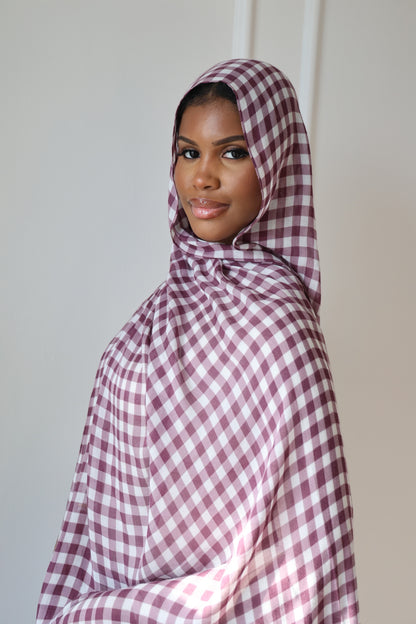 Very Berry Gingham Modal Hijab